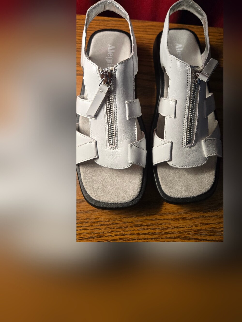 Alegria NEW White Zip-Front Slingback Sandals - Picture 1 of 6